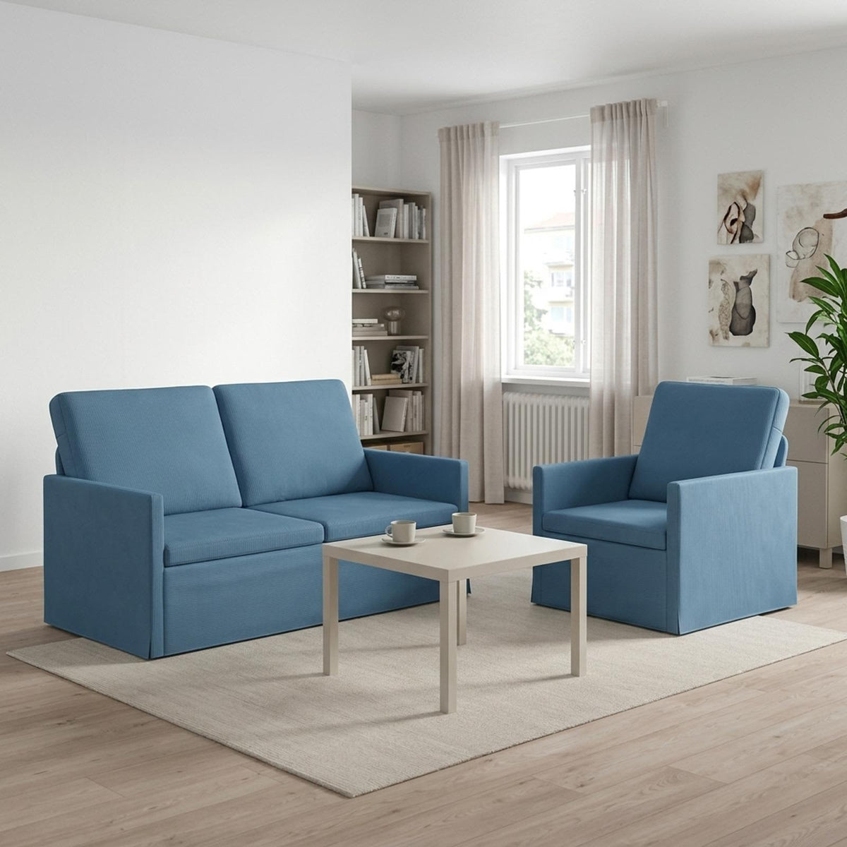 Set Pohovek 2 Pcs Žebrovaná Látka