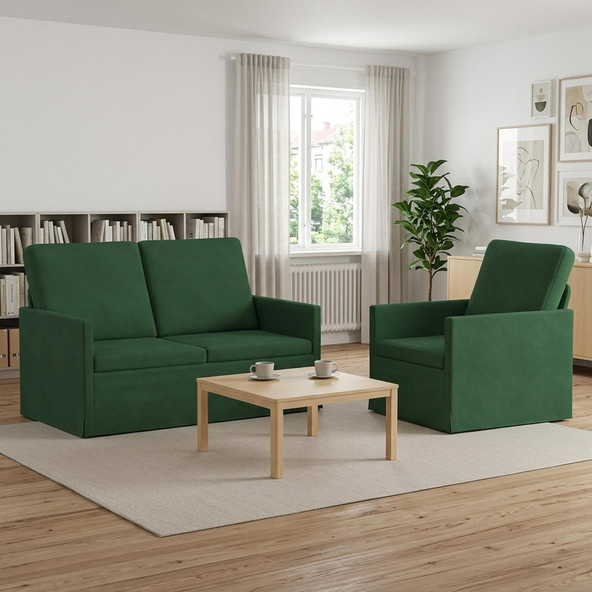 Set Pohovek 2 Pcs Žebrovaná Látka