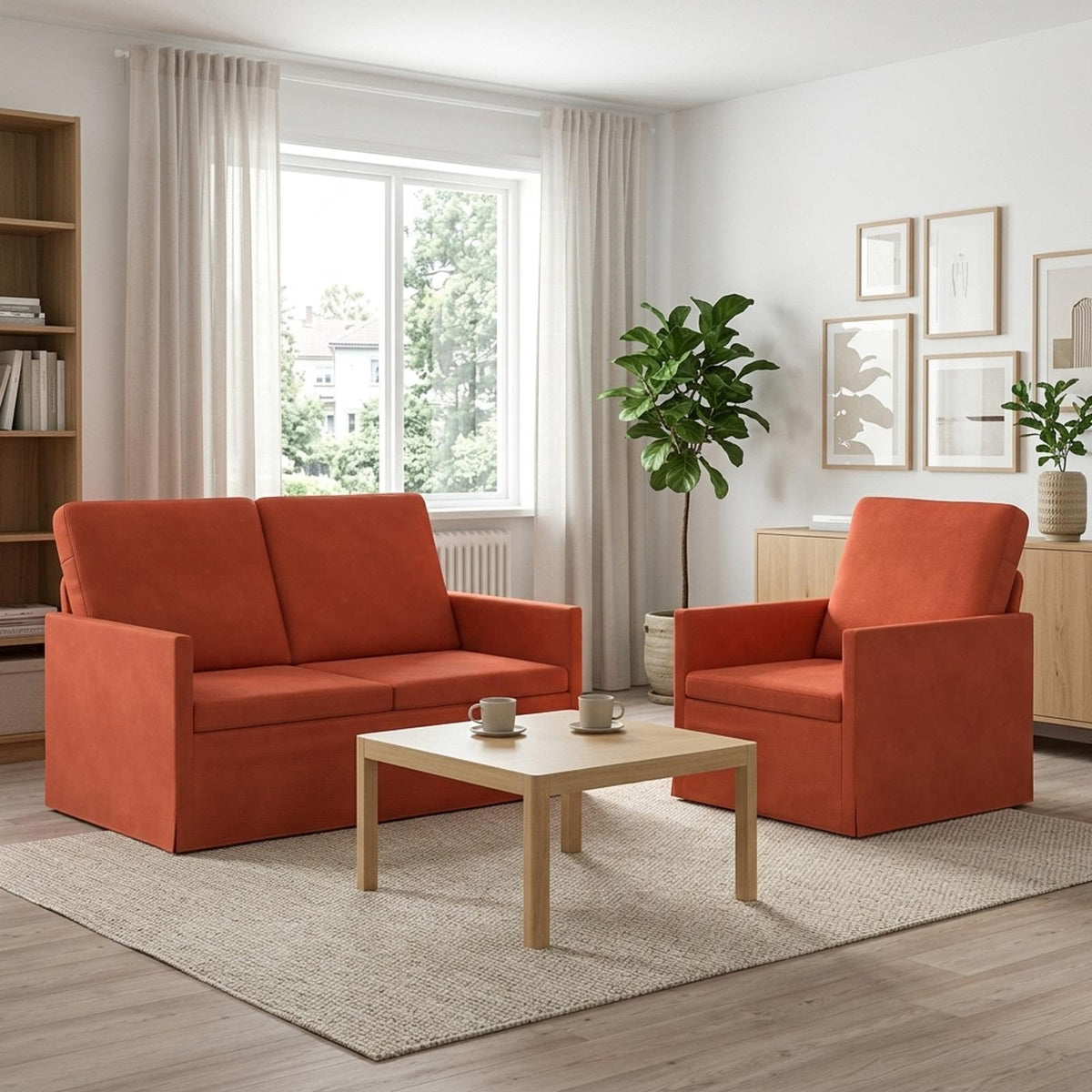 Set Pohovek 2 Pcs Žebrovaná Látka