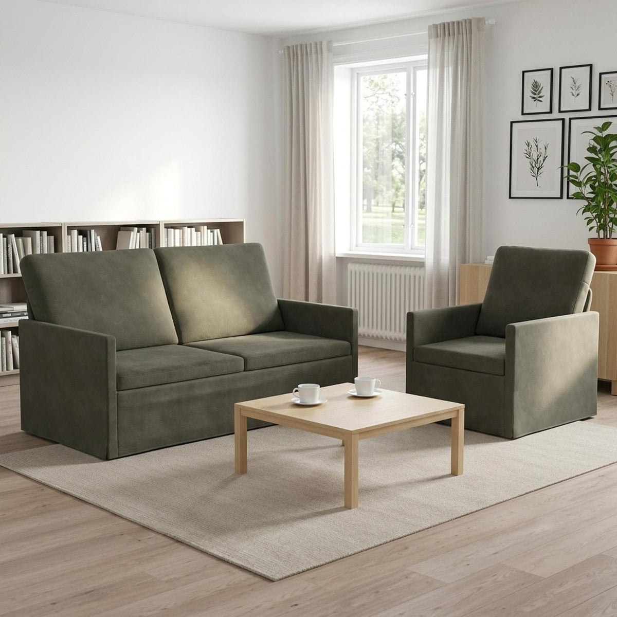 Set Pohovek 2 Pcs Žebrovaná Látka
