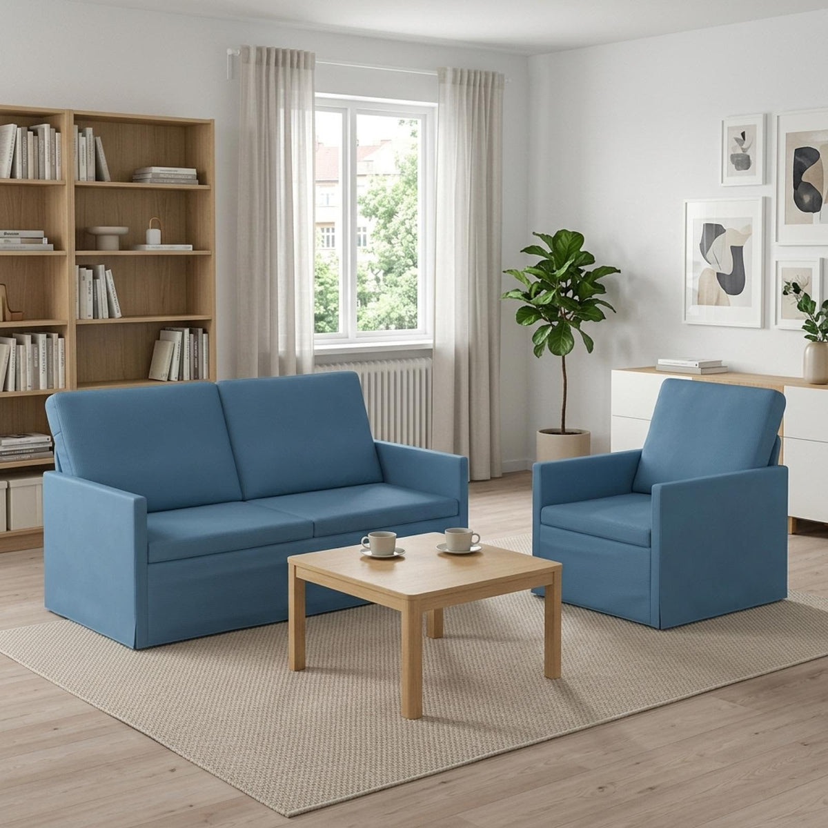 Set Pohovek 2 Pcs Žebrovaná Látka