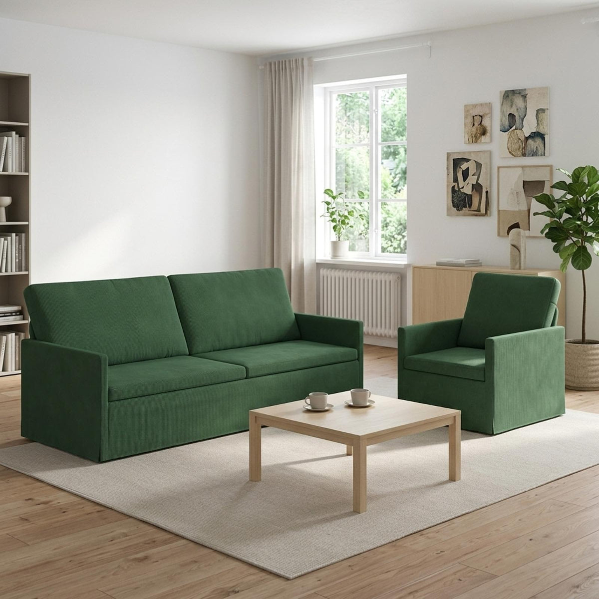 Set Pohovek 2 Pcs Žebrovaná Látka