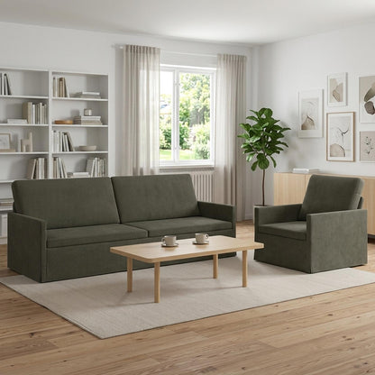 Set Pohovek 2 Pcs Žebrovaná Látka
