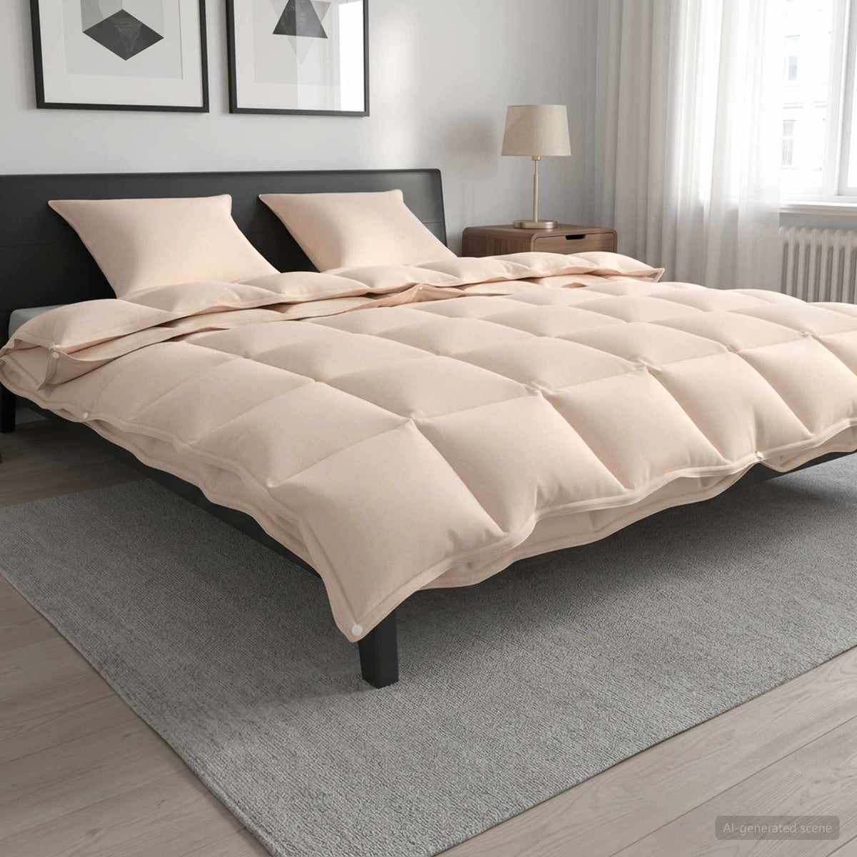 Sada Přikrývek 2 Ks Kapok A Polyester Béžová