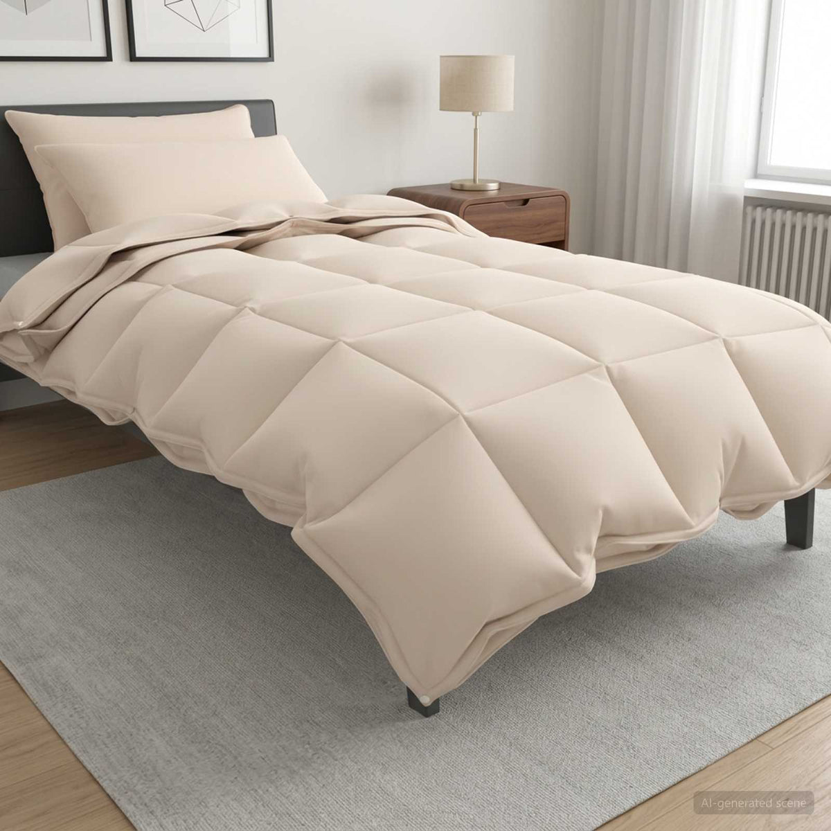 Sada Přikrývek 2 Ks Kapok A Polyester Béžová
