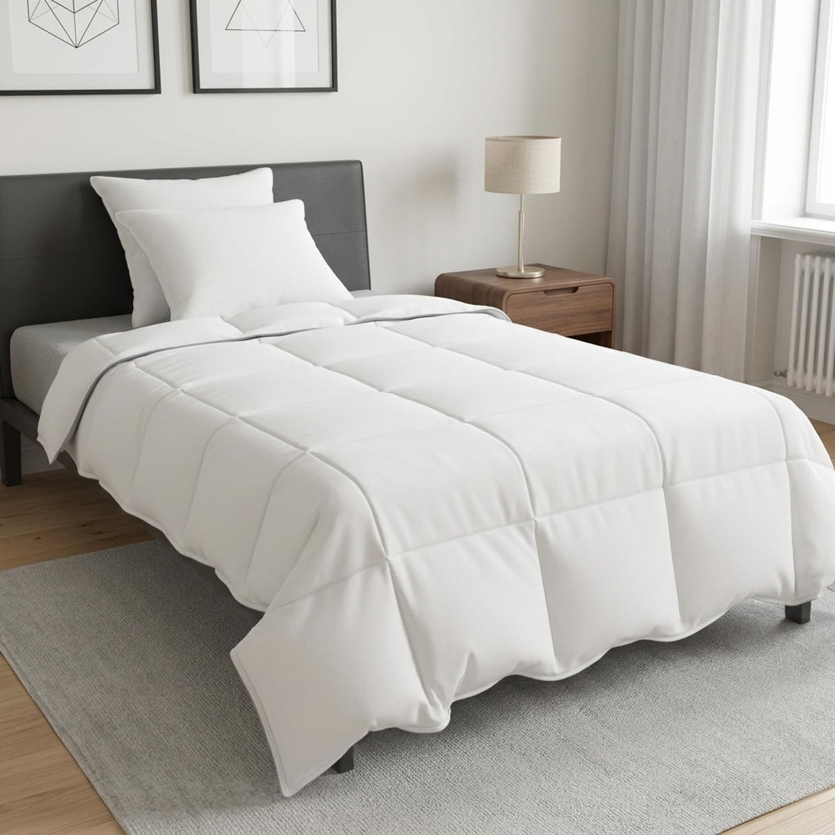 Zimní Duvet Set 3 Ks Bílá Bambusové Vlákno