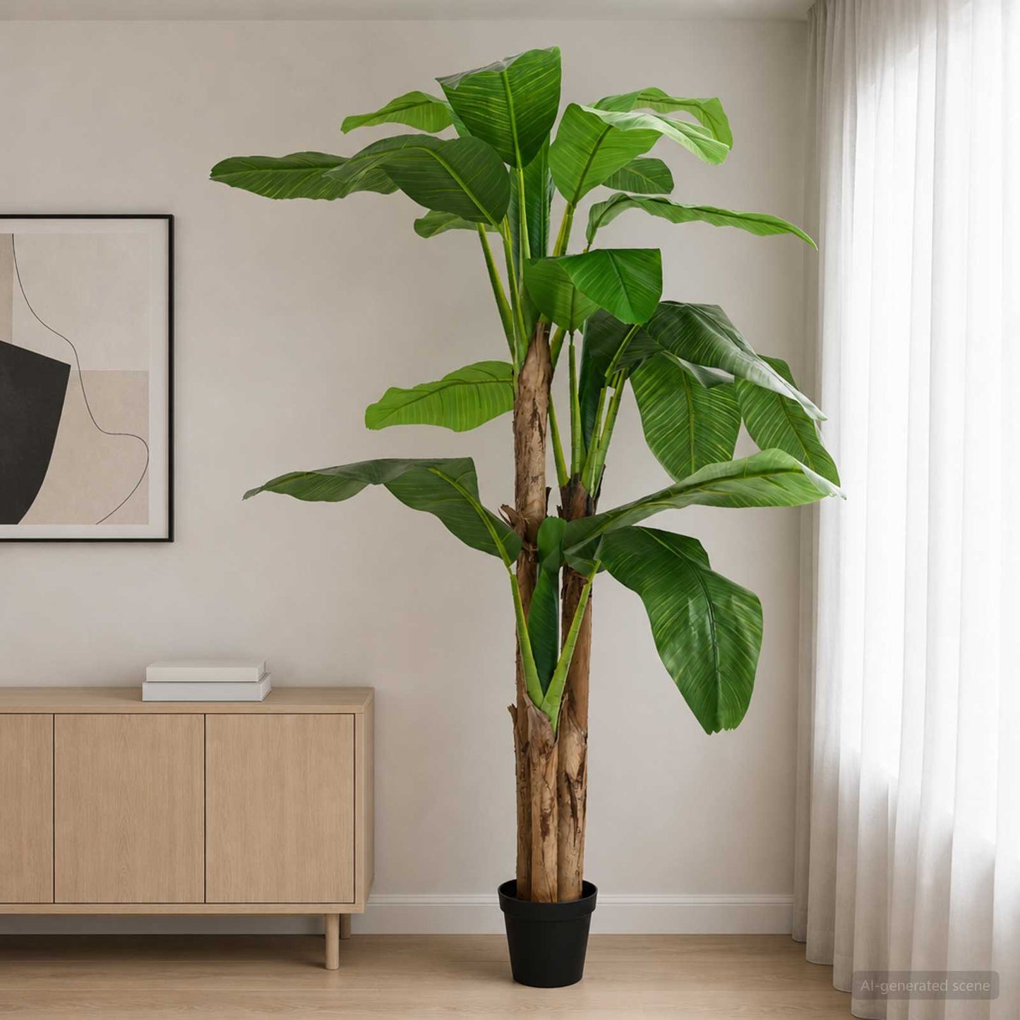 Umělý Banánový Strom Zelená 125 X 25 X 250 Cm Látka A Bambus
