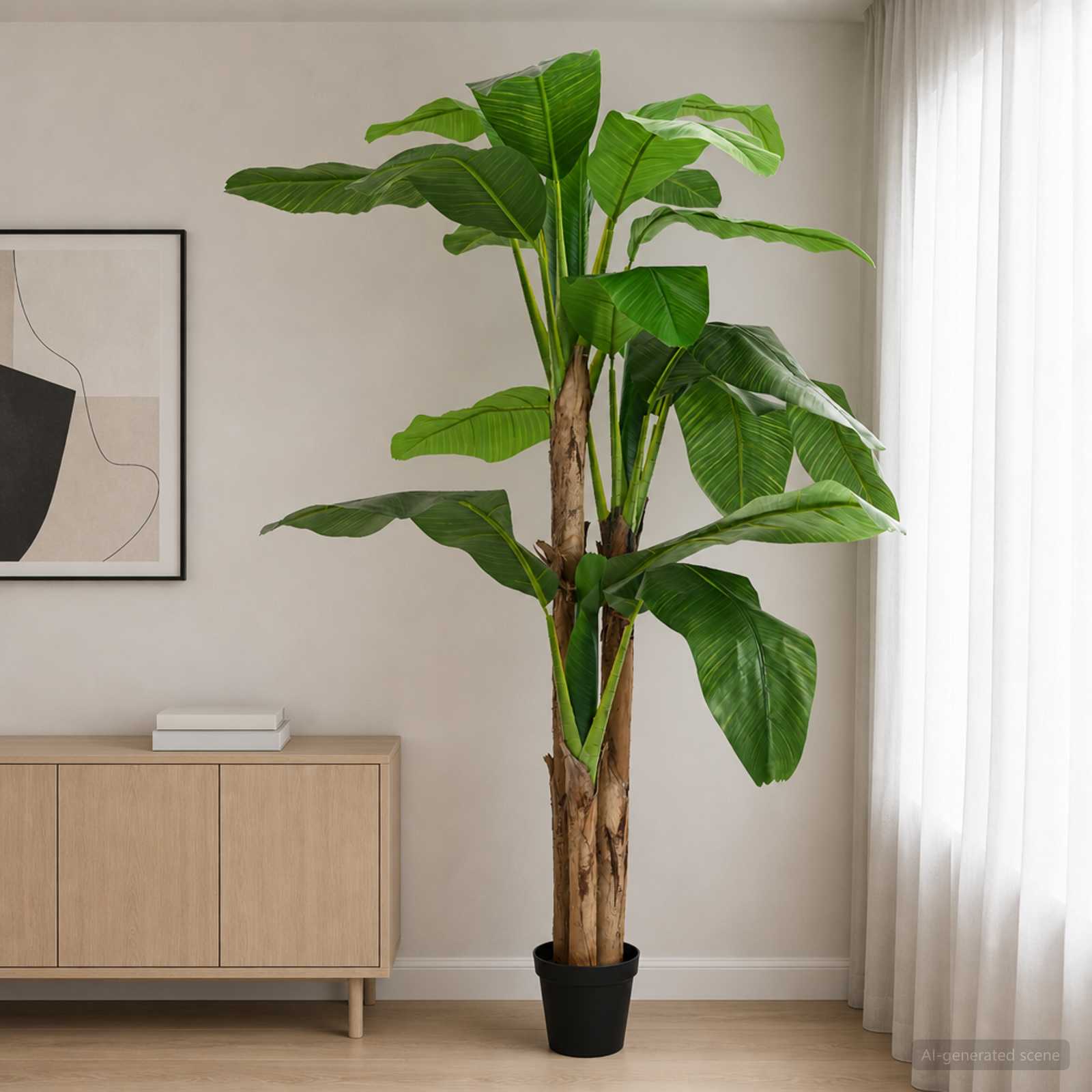 Umělý Banánový Strom Zelená 125 X 25 X 250 Cm Látka A Bambus