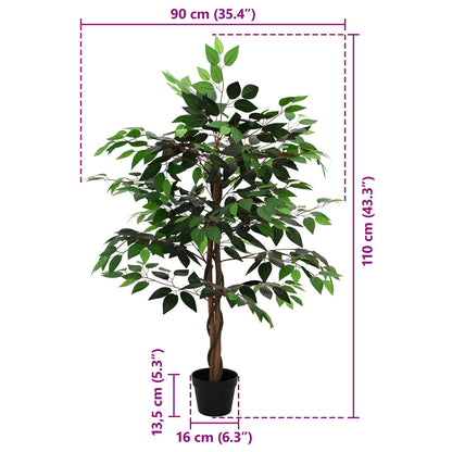 Umělá Rostlina Ficus Zelená 90 X 16 X 110 Cm Tkanina A Dřevo