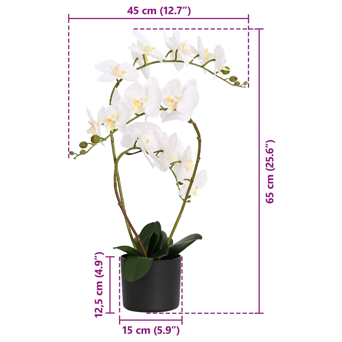 Umělá Orchidej V Květináči 45 X 15 X 65 Cm