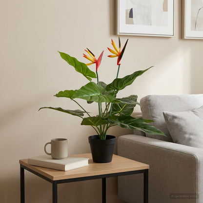 Umělá Rostlina Strelitzia Zelená 65 X 13 X 55 Cm