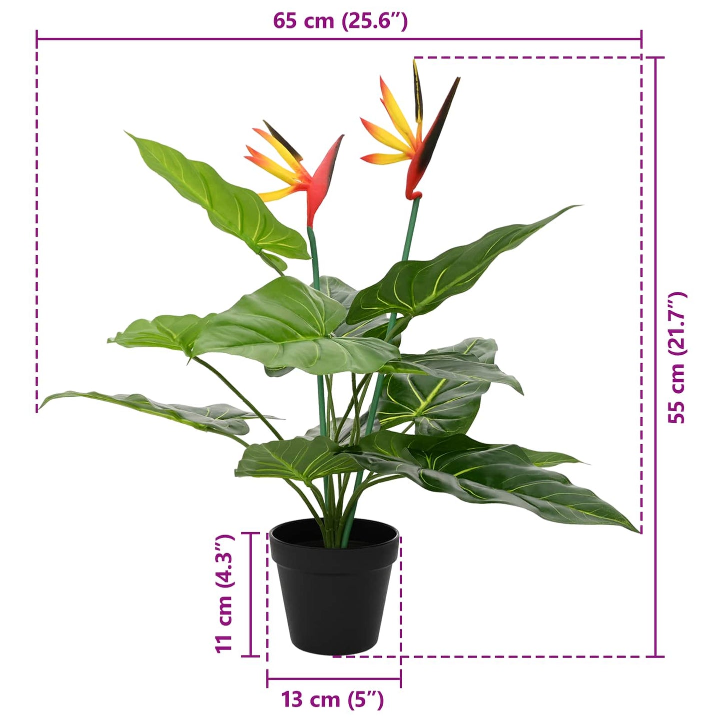 Umělá Rostlina Strelitzia Zelená 65 X 13 X 55 Cm