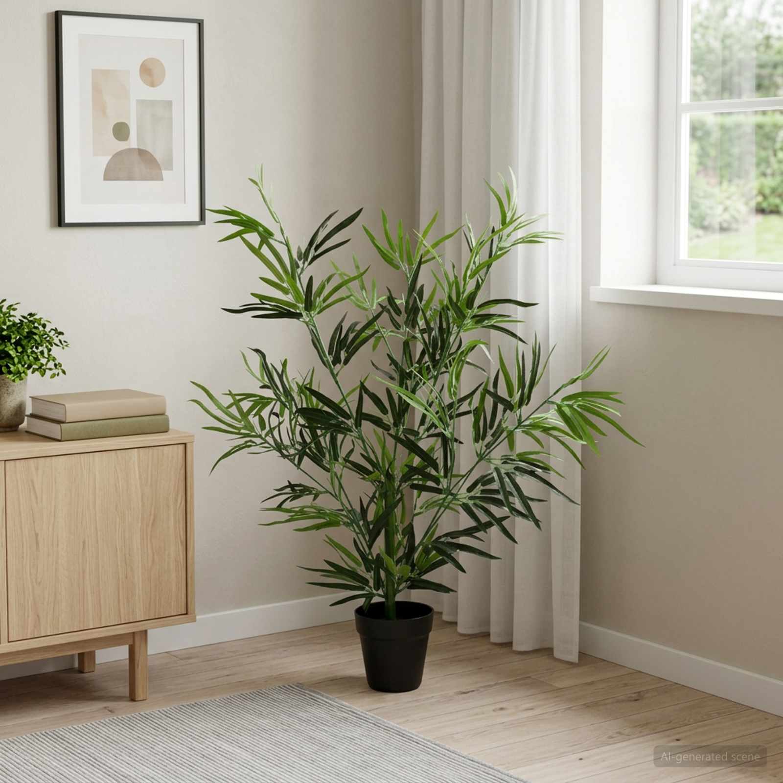 Umělý Bambusový Strom Zelená 90 X 14 X 80 Cm Textil A Bambus