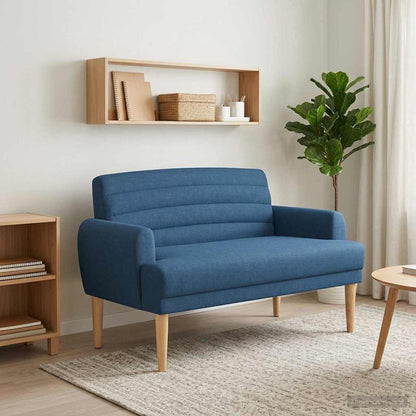 Pohovka S Knoflíkovým Prošíváním Modrá 116 X 67 X 80 Cm Textil