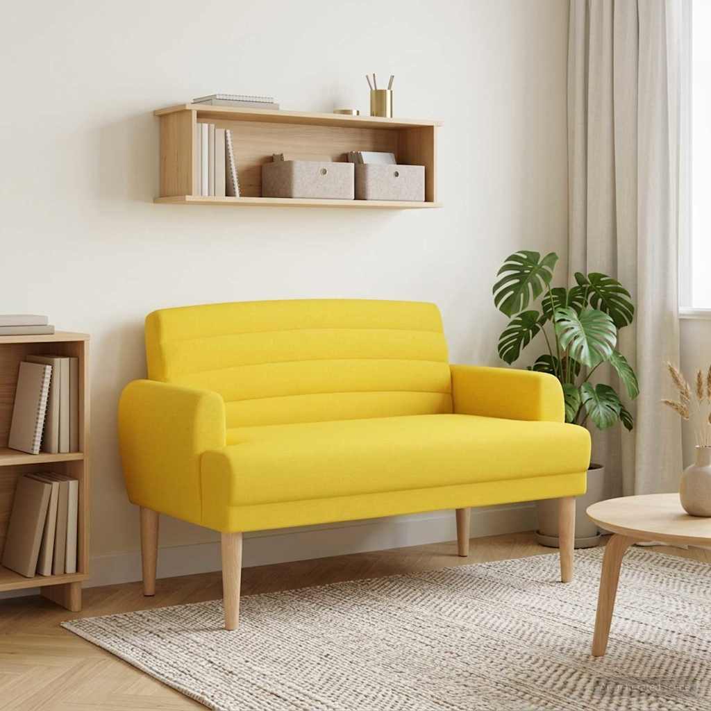 Pohovka S Knoflíkovým Prošíváním Světle Žlutá 116 X 67 X 80 Cm