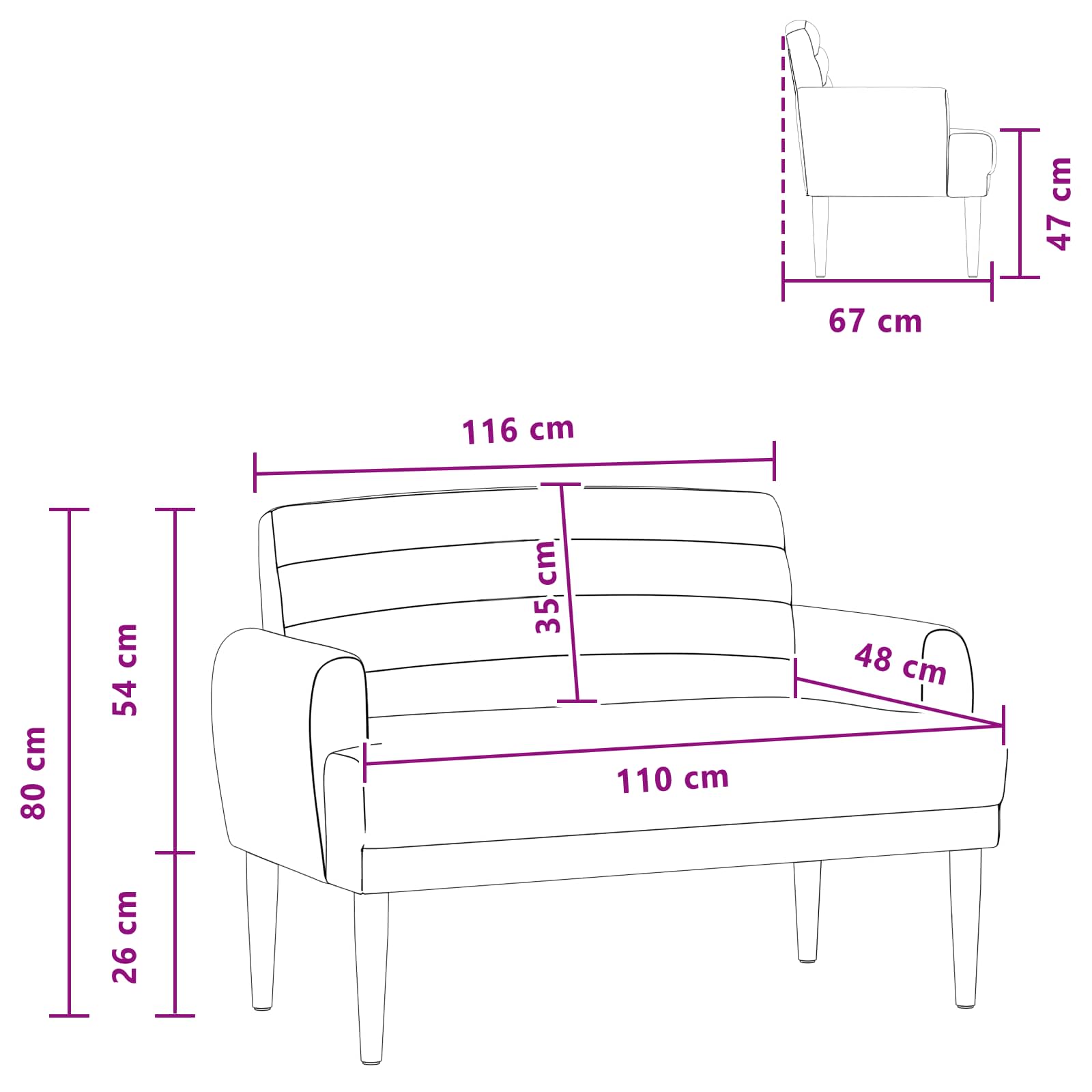 Pohovka S Knoflíkovým Prošíváním Růžová 116 X 67 X 80 Cm Textil