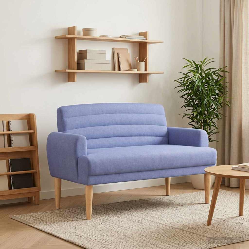 Pohovka S Knoflíkovým Prošíváním Modrá Džínovina Textil