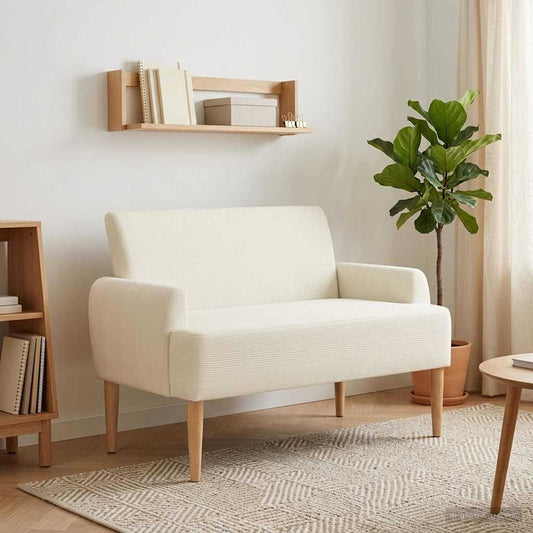 Pohovka S Knoflíkovým Prošíváním Krémová 116 X 67 X 81 Cm