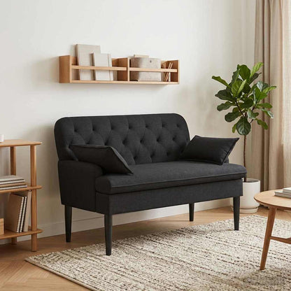 Pohovka S Knoflíkovým Prošíváním Černá 111 X 68 X 80 Cm Textil