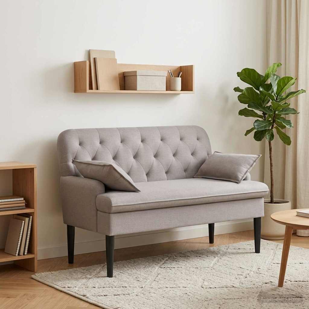 Pohovka S Knoflíkovým Prošíváním Taupe 111 X 68 X 80 Cm Textil