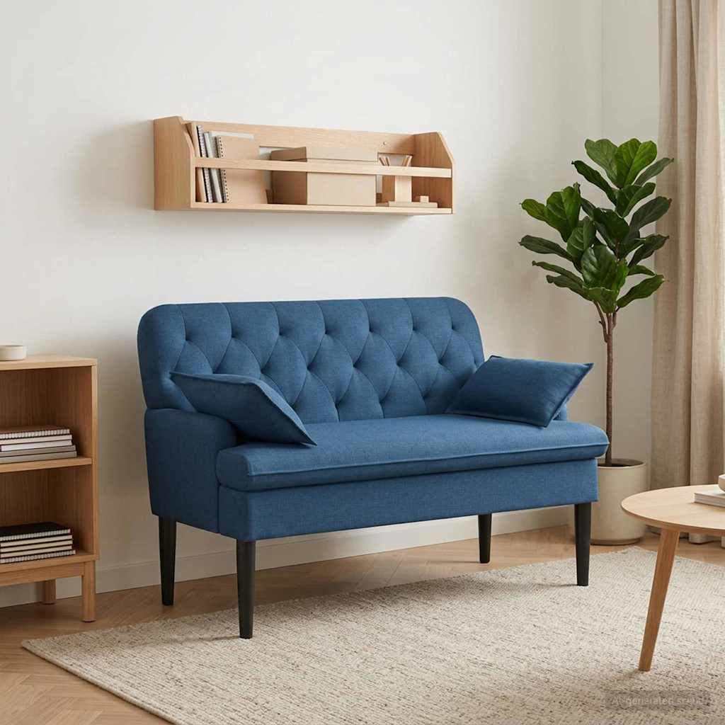 Pohovka S Knoflíkovým Prošíváním Modrá 111 X 68 X 80 Cm Textil
