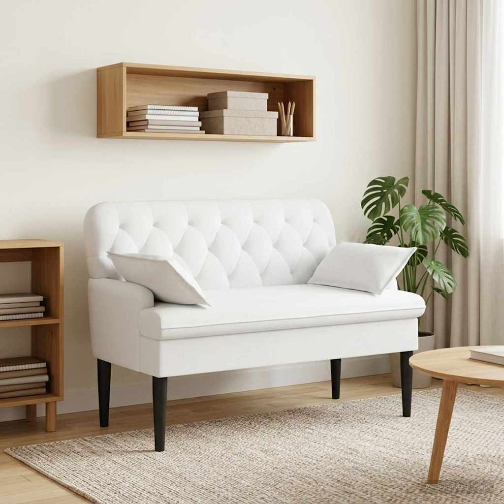 Pohovka S Knoflíkovým Prošíváním Bílá 111 X 68 X 80 Cm Textil