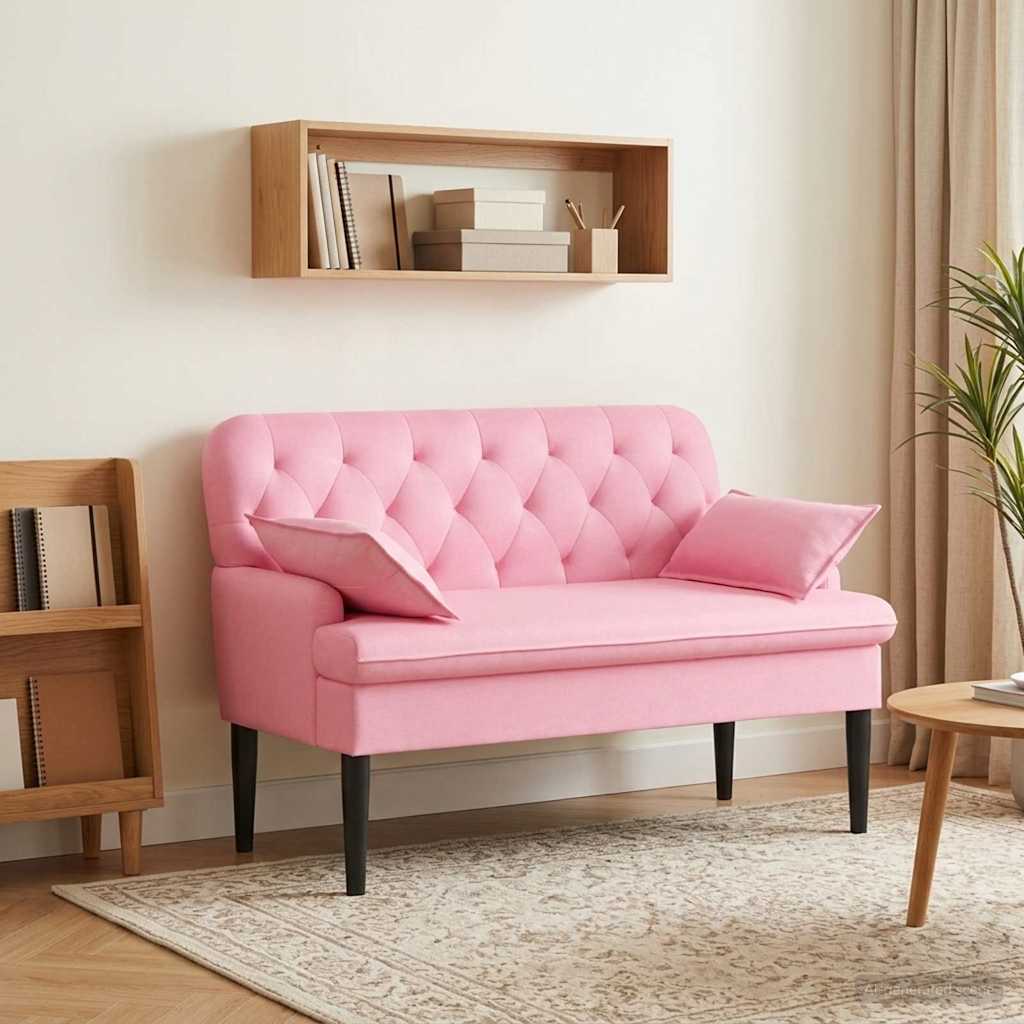 Pohovka S Knoflíkovým Prošíváním Růžová 111 X 68 X 80 Cm Textil