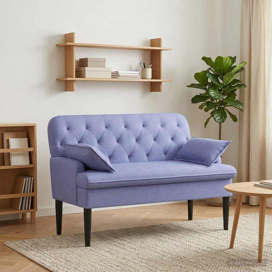 Pohovka S Knoflíkovým Prošíváním Modrá Džínovina Textil
