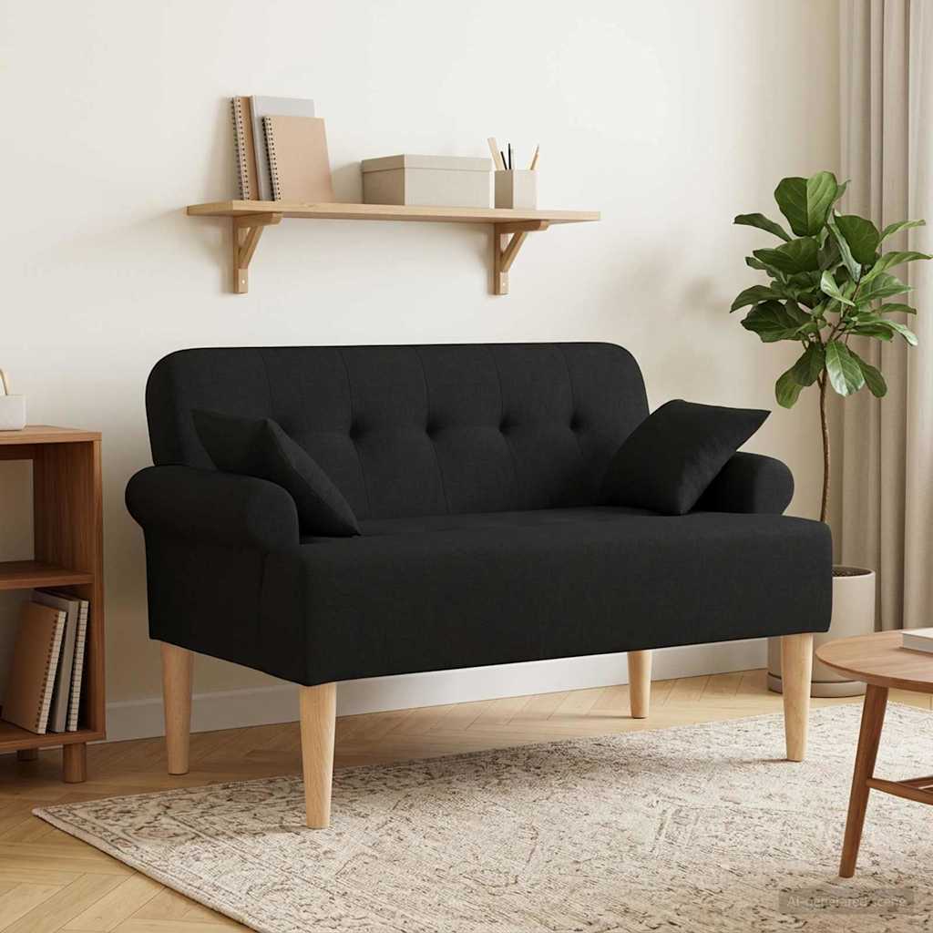 Pohovka S Knoflíkovým Prošíváním Černá 120 X 65 X 79 Cm Textil