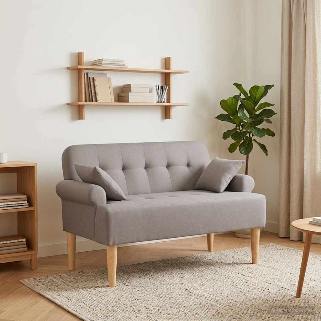 Pohovka S Knoflíkovým Prošíváním Taupe 120 X 65 X 79 Cm Textil