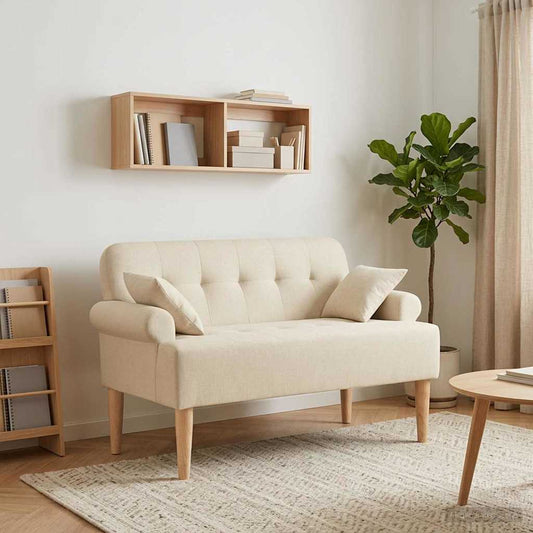 Pohovka S Knoflíkovým Prošíváním Krémová 120 X 65 X 79 Cm