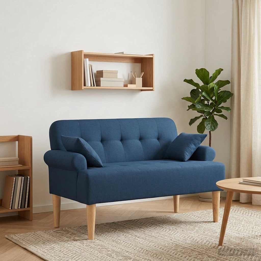 Pohovka S Knoflíkovým Prošíváním Modrá 120 X 65 X 79 Cm Textil