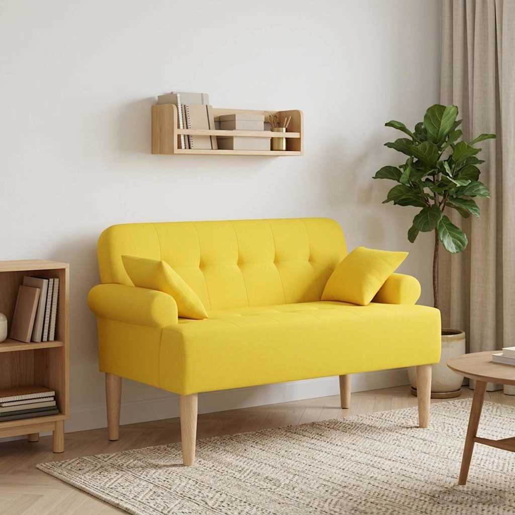 Pohovka S Knoflíkovým Prošíváním Světlá Žlutá 120 X 65 X 79 Cm