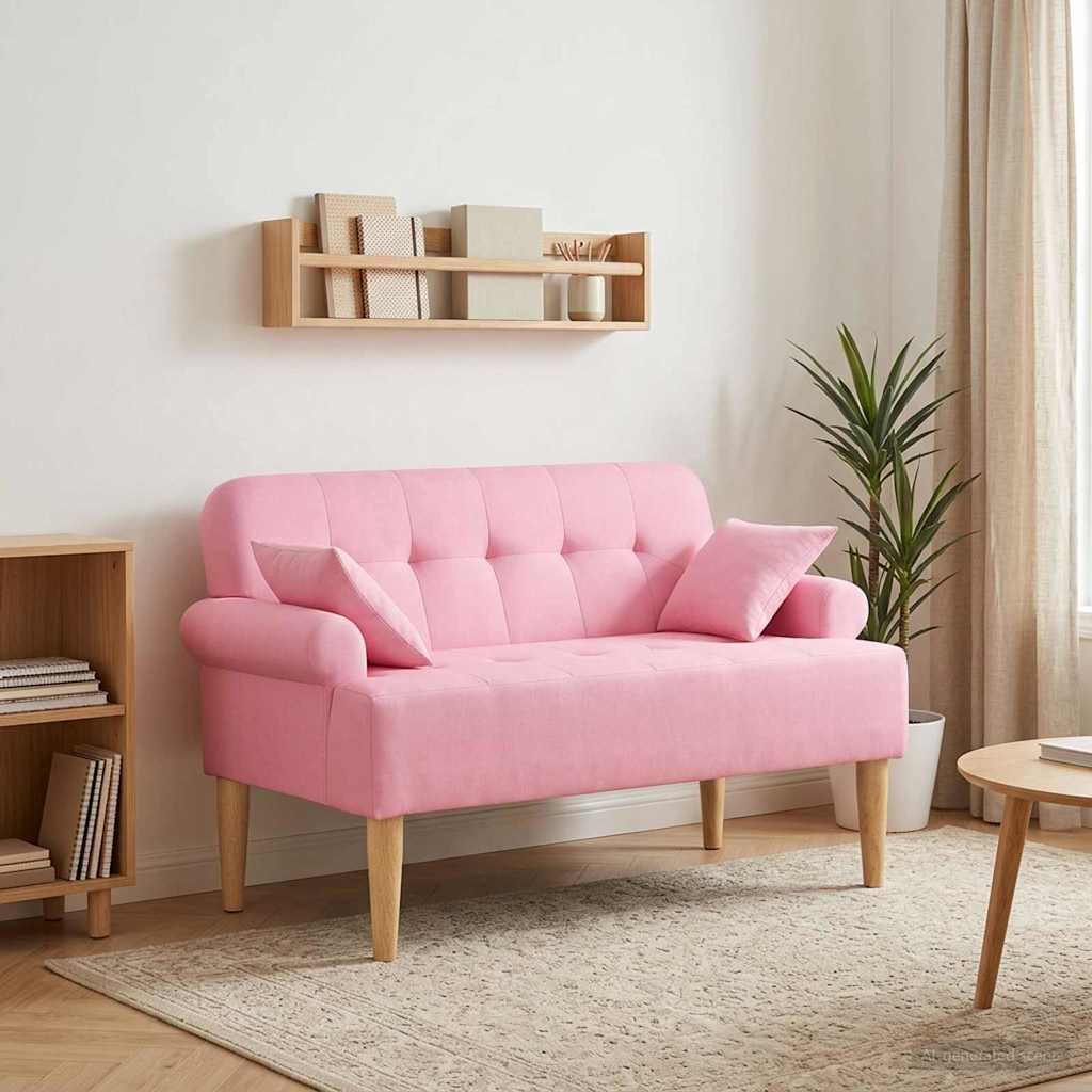 Pohovka S Knoflíkovým Prošíváním Růžová 120 X 65 X 79 Cm Textil