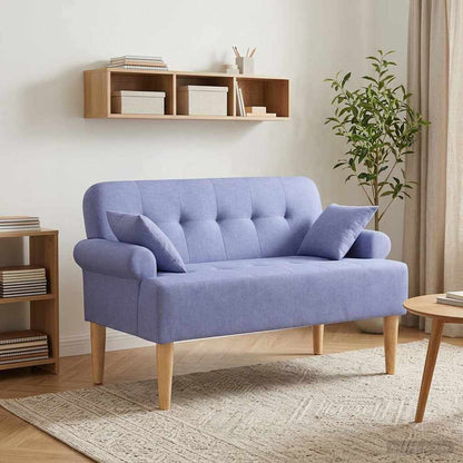 Pohovka S Knoflíkovým Prošíváním Modrá Džínovina Textil