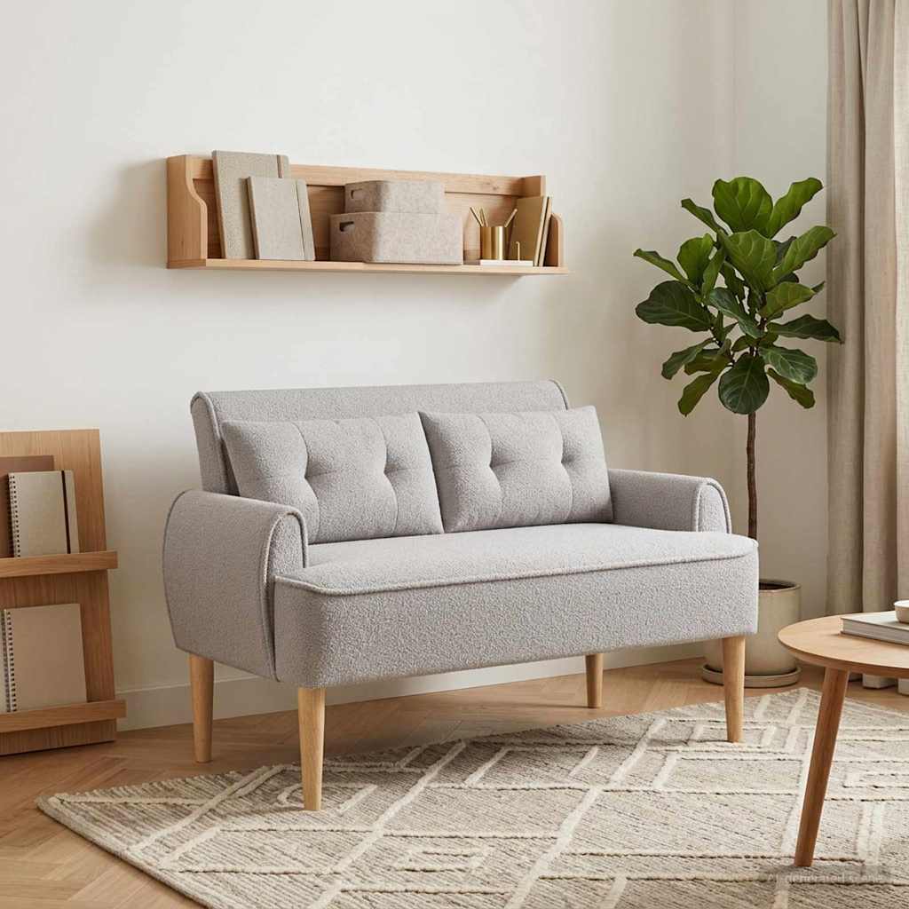 Pohovka S Knoflíkovým Prošíváním Světle Šedá 117 X 67 X 77 Cm