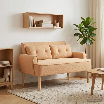 Pohovka S Knoflíkovým Prošíváním Béžová 117 X 67 X 77 Cm Bouclé