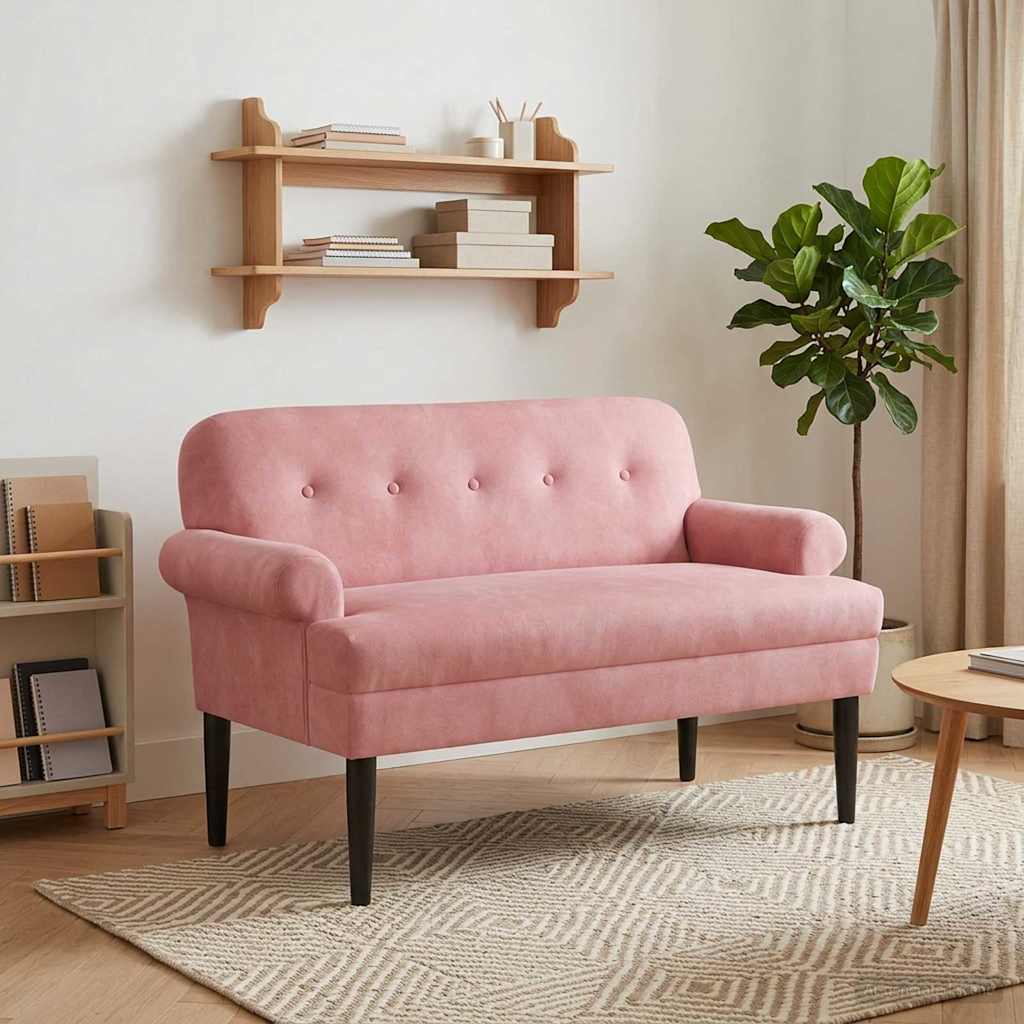 Pohovka S Knoflíkovým Prošíváním Růžová 120 X 66 X 78 Cm Samet