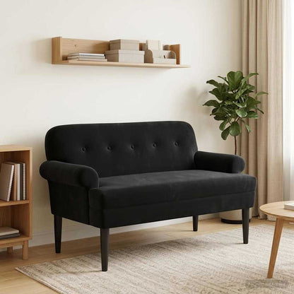 Pohovka S Knoflíkovým Prošíváním Černá 120 X 66 X 78 Cm Samet