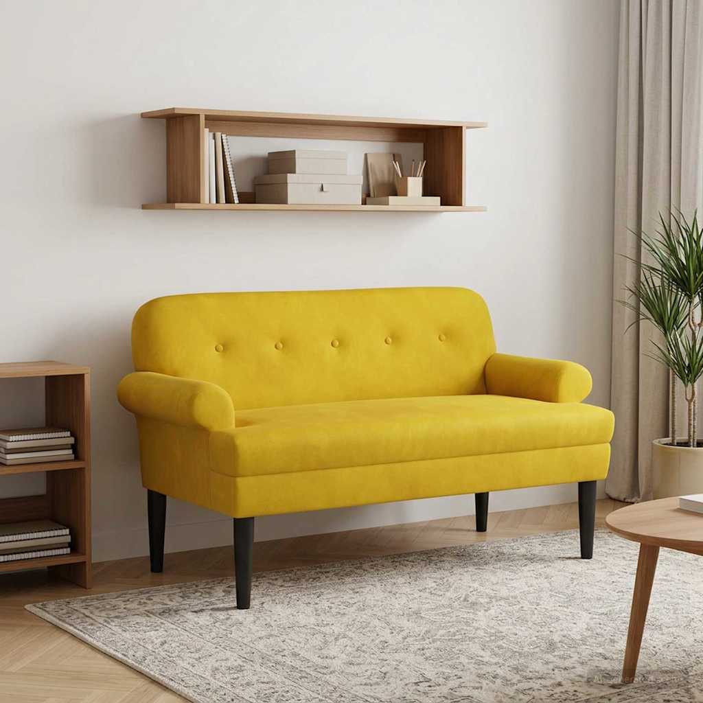 Pohovka S Knoflíkovým Prošíváním Žlutá 120 X 66 X 78 Cm Samet