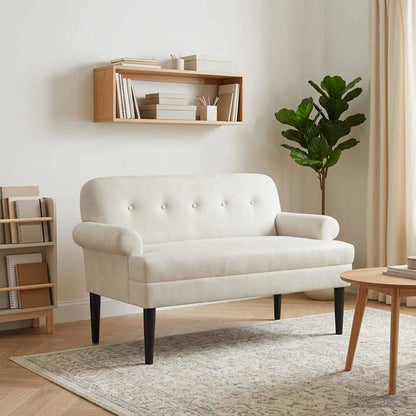 Pohovka S Knoflíkovým Prošíváním Krémová 120 X 66 X 78 Cm Samet