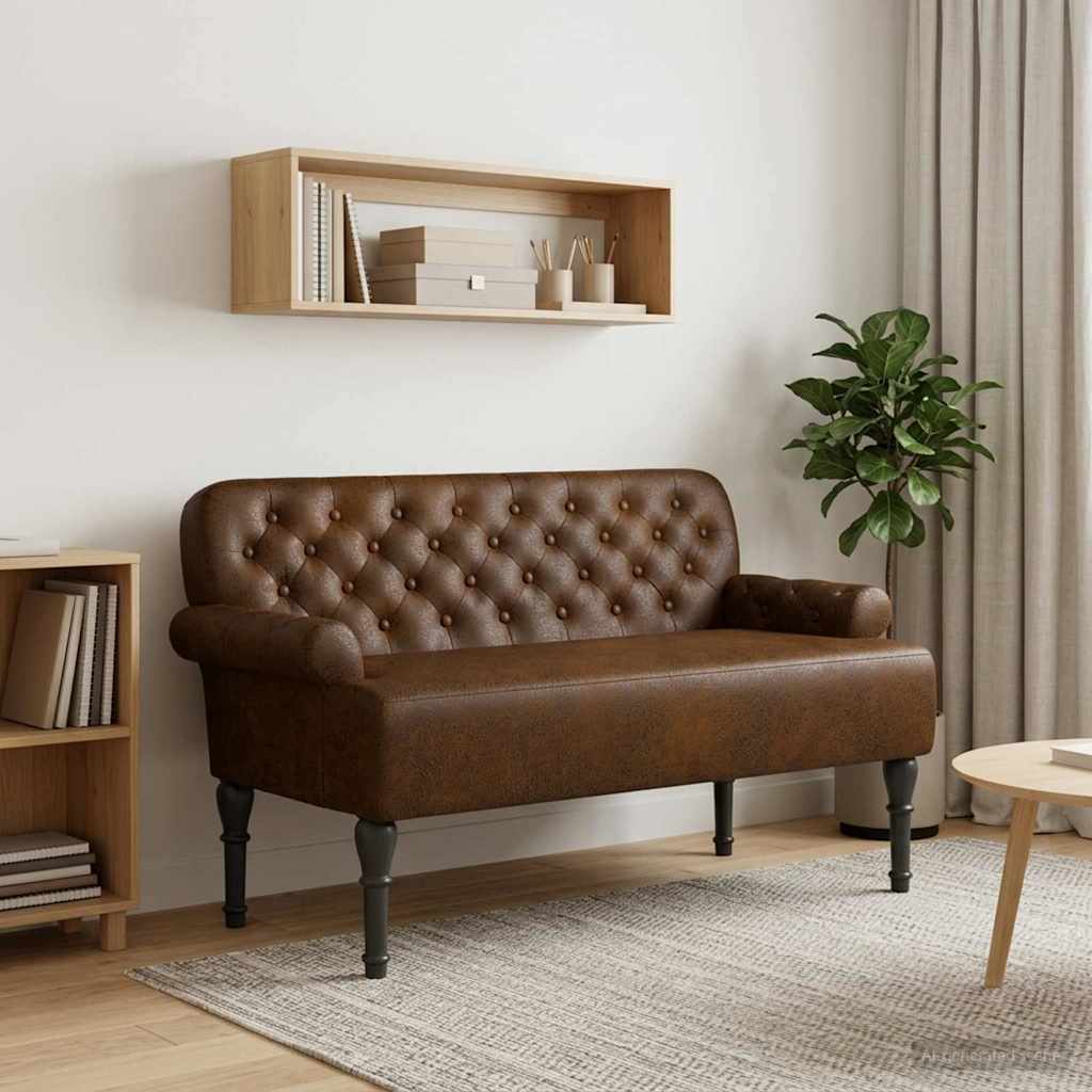 Pohovka S Knoflíkovým Prošíváním Hnědá 120 X 65 X 78 Cm