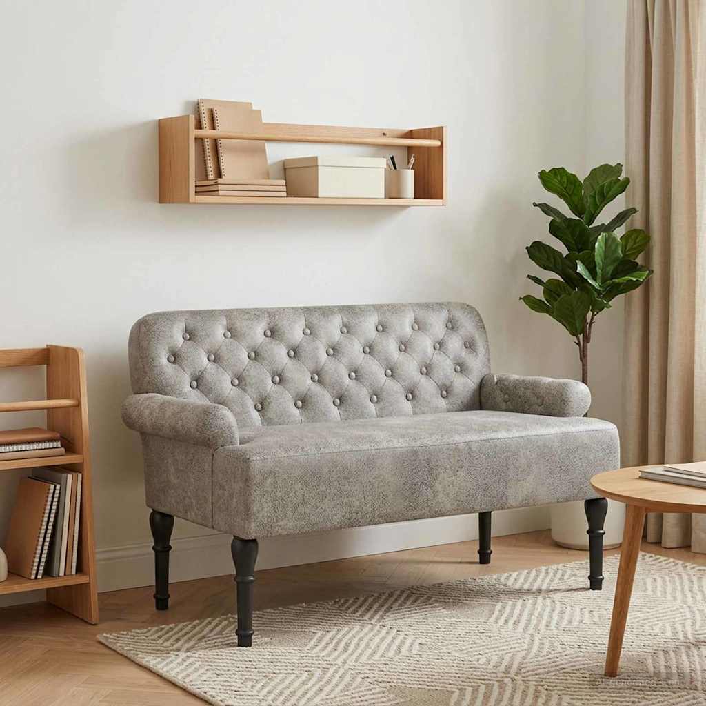 Pohovka S Knoflíkovým Prošíváním Světle Šedá 120 X 65 X 78 Cm