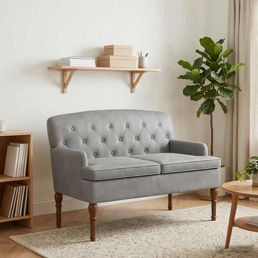 Pohovka S Knoflíkovým Prošíváním Světle Šedá 111 X 65 X 79 Cm