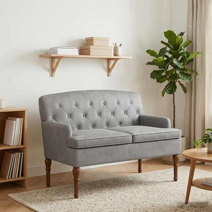 Pohovka S Knoflíkovým Prošíváním Světle Šedá 111 X 65 X 79 Cm
