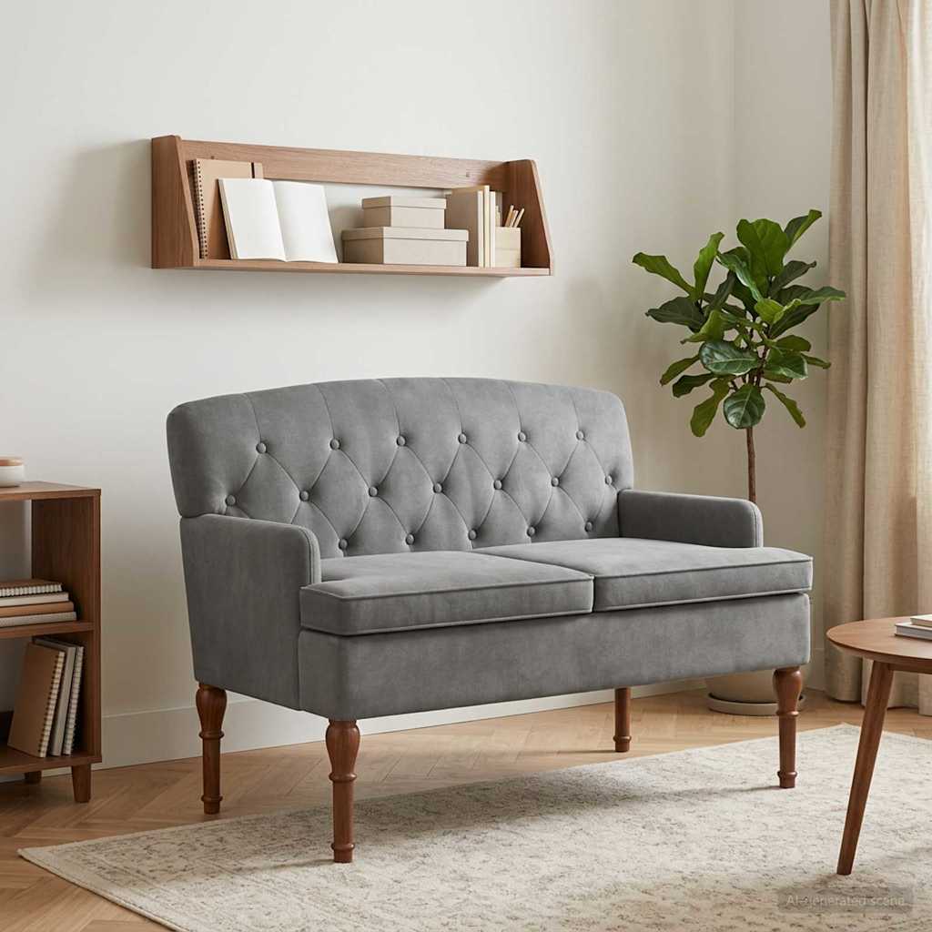 Pohovka S Knoflíkovým Prošíváním Tmavě Šedá 111 X 65 X 79 Cm