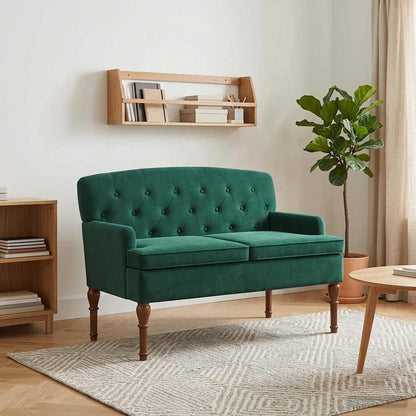 Pohovka S Knoflíkovým Prošíváním Tmavě Zelená 111 X 65 X 79 Cm