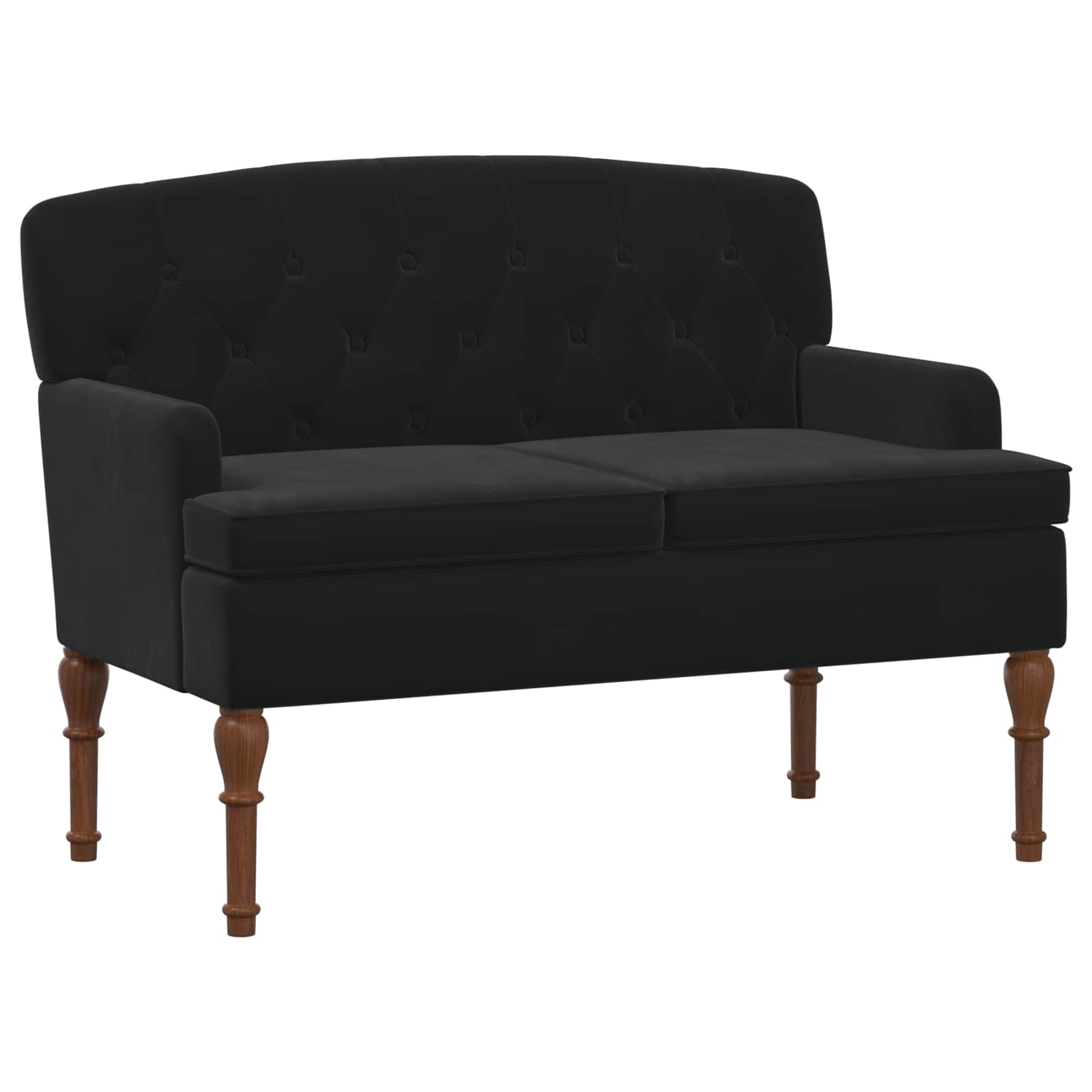 Pohovka S Knoflíkovým Prošíváním Černá 111 X 65 X 79 Cm Samet