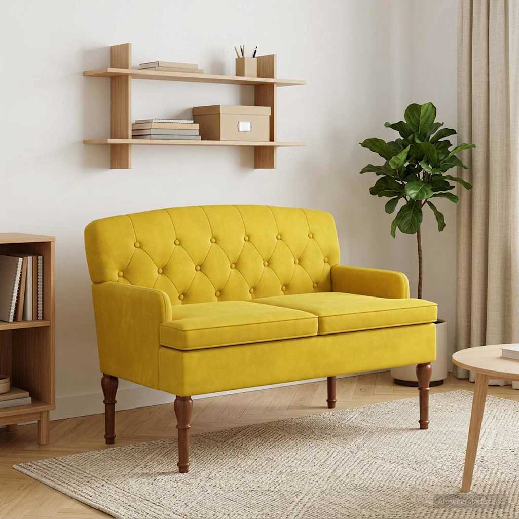 Pohovka S Knoflíkovým Prošíváním Světlá Žlutá 111 X 65 X 79 Cm