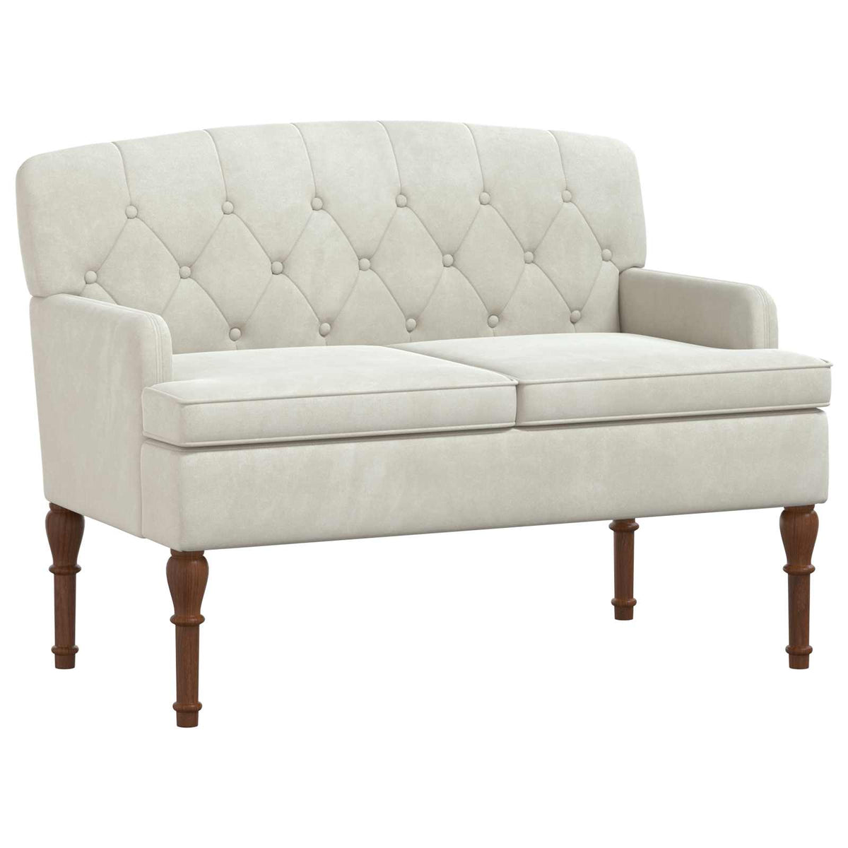 Pohovka S Knoflíkovým Prošíváním Krémová 111 X 65 X 79 Cm Samet